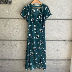 Monk & Lou Green Floral Wrap dress